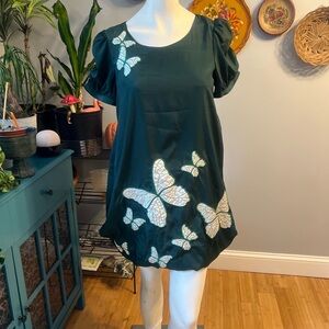 Chic Green Dress with Butterfly Detail